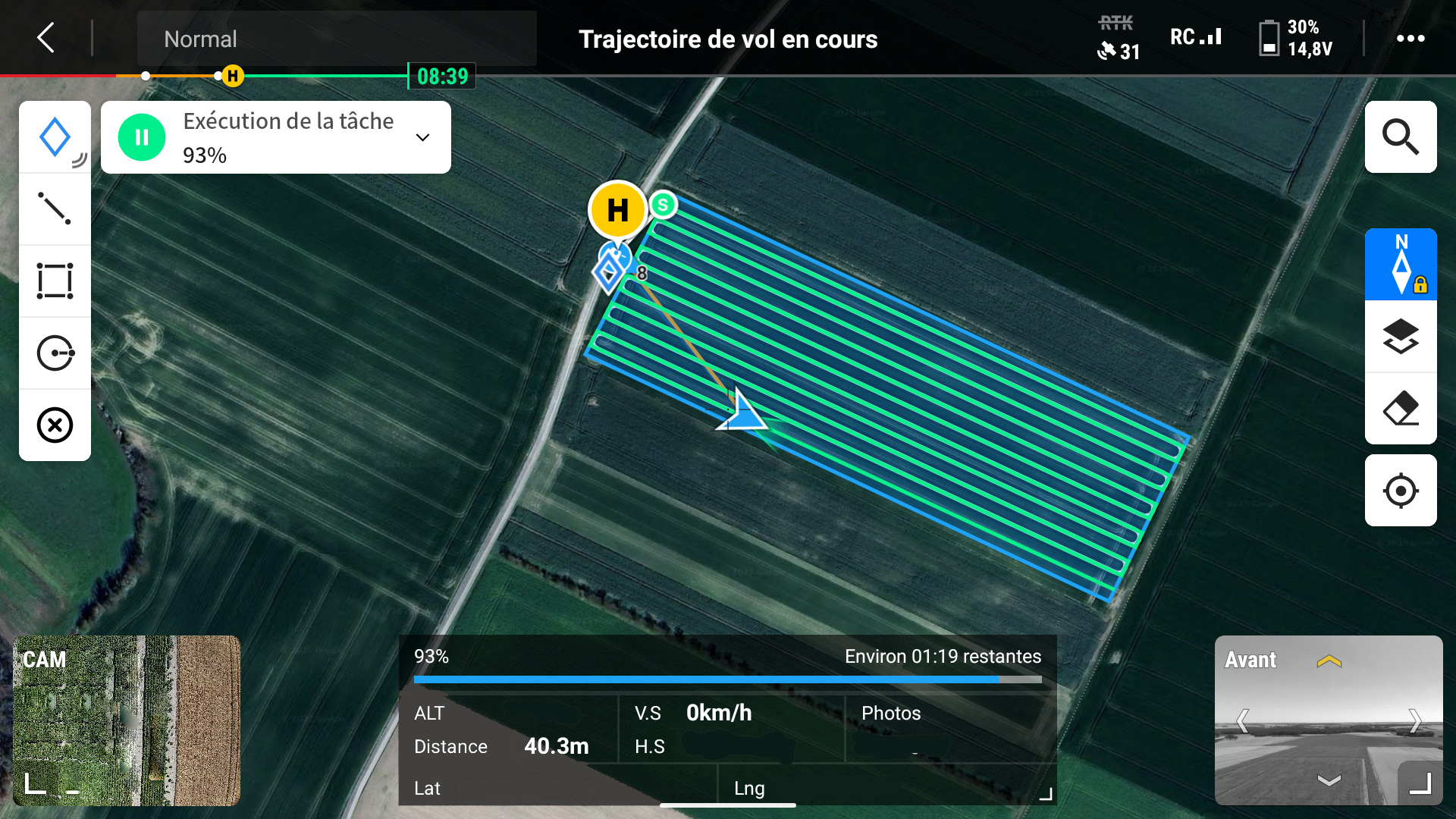 Plan de vol automatique sur une parcelle agricole
